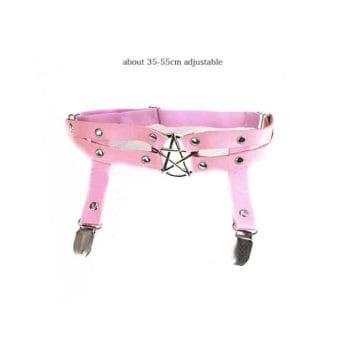 Pink Strumpfhalter Egirl Kpop Leder 3
