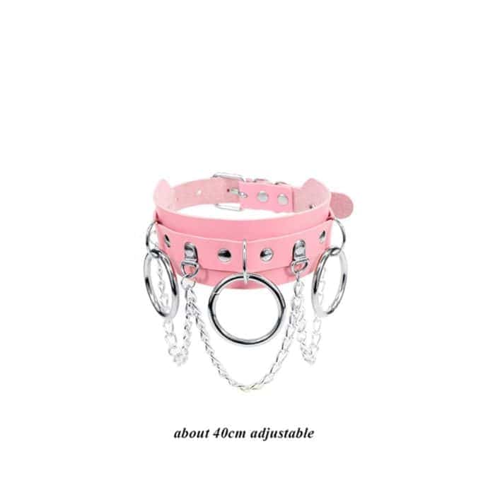 pink Collar Leder Choker Kawaii Style Eboy Egirl 4