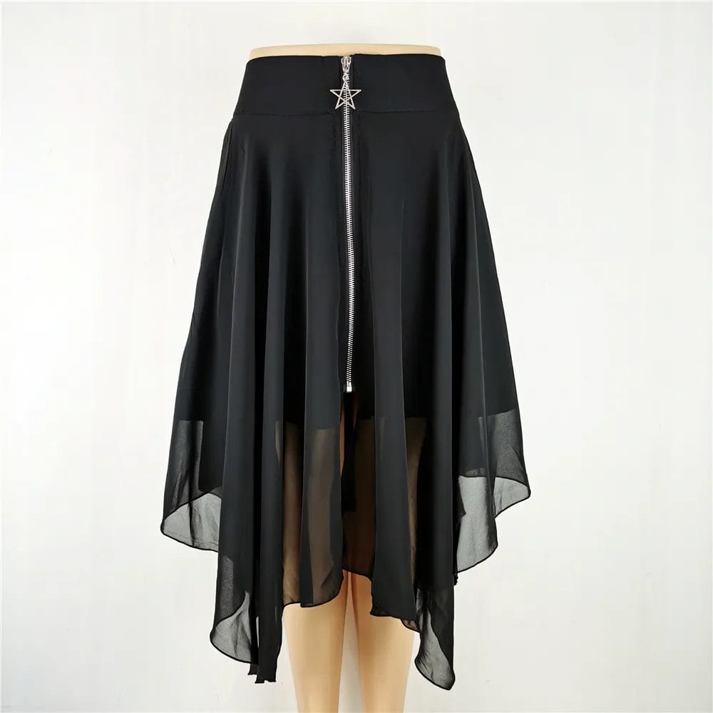 Streetwear Gothic Skirts Women Summer High Waist Irregular Black Female Punk Harajuku Long Punk Skirt 1