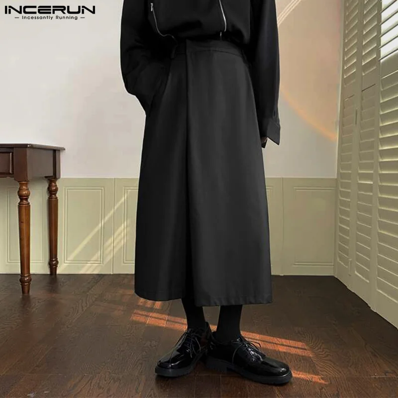 2023 Fashion Men Irregular Pants Joggers Solid Color Wide Leg Trousers Oversize Streetwear Loose Male Skirts Pants S-5XL INCERUN 1