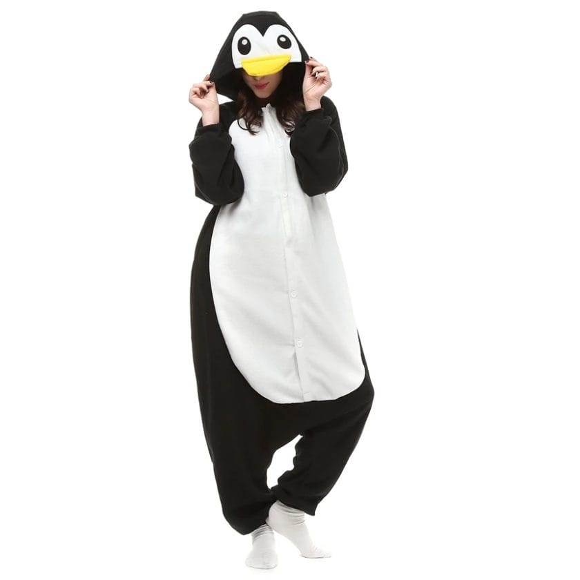 CosAnimal Kigurumi Women Polar Fleece Penguin Costume Men Cartoon Onesies Pajama Adult Halloween Carnival Party Jumpsuit 1