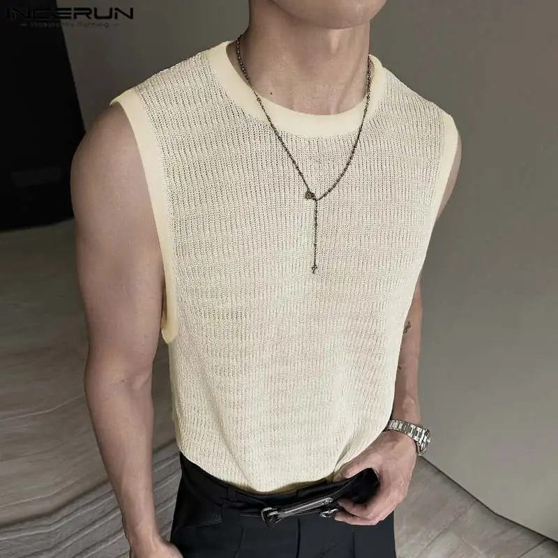2024 Men's Tank Tops Solid Color O-neck Sleeveless Streetwear Korean Casual Male Vests Summer Fashion Men Clothing S-5XL INCERUN 1