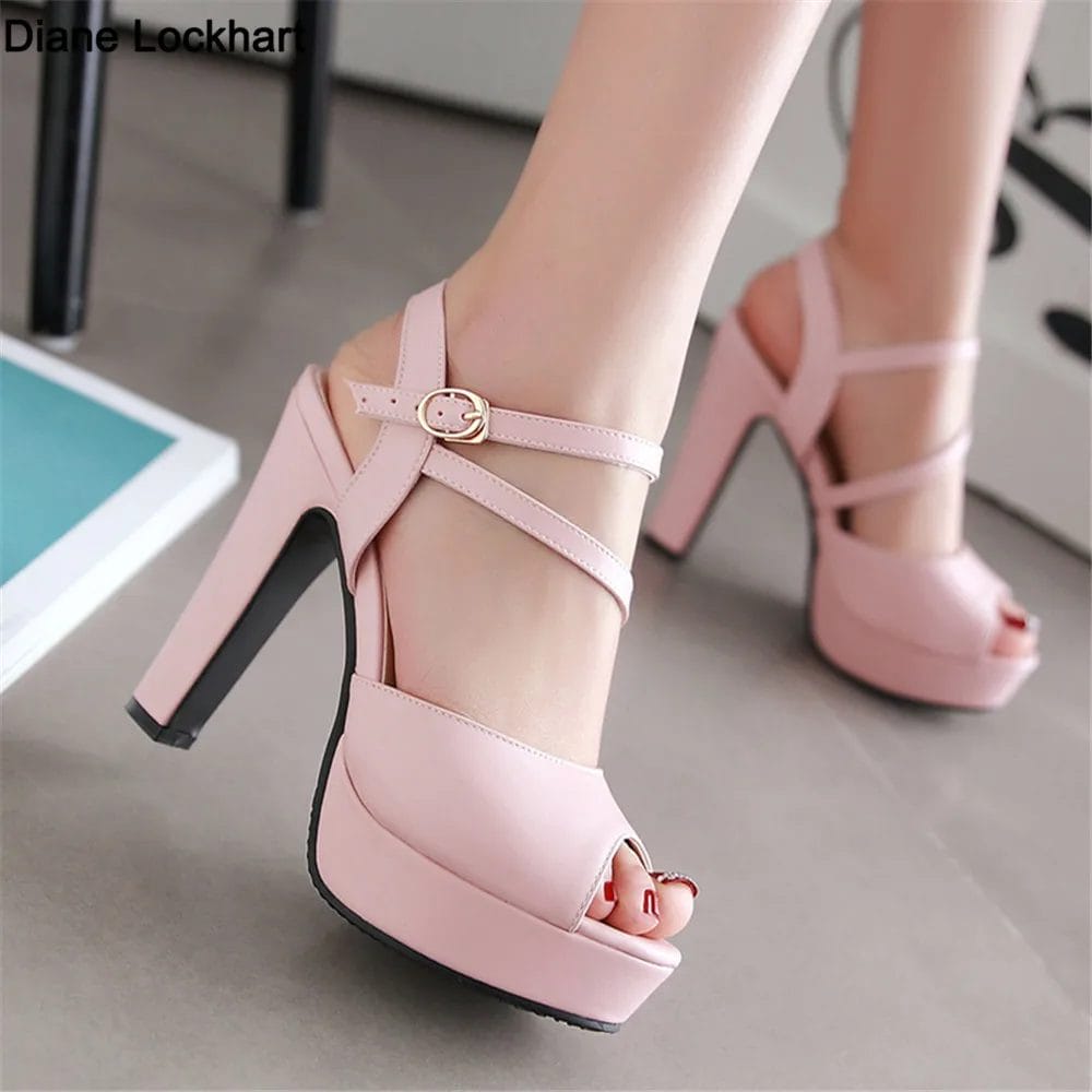 2024 Woman Sexy Platform Thick High Heels Summer Ladies Shoes For Female Fish Mouth Elegant Sandals Size 32-43 Sandalias Mujer 1