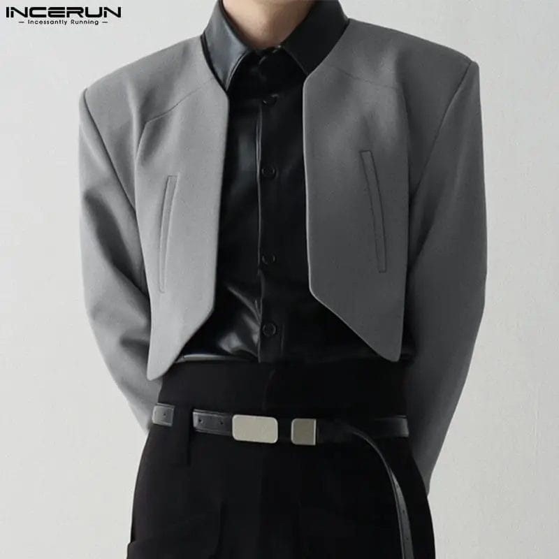 Fashion Men Blazer Solid Color Open Stitch Long Sleeve Streetwear Irregular Thin Suits Men 2023 Casual Crop Coats S-5XL INCERUN 1