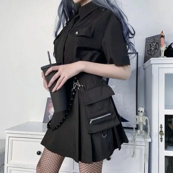 Harajuku Punk Gothic Black High Waist Black Skirts Women Sexy Patchwork Bandage Mini Female Streetwear Black Skirt 5