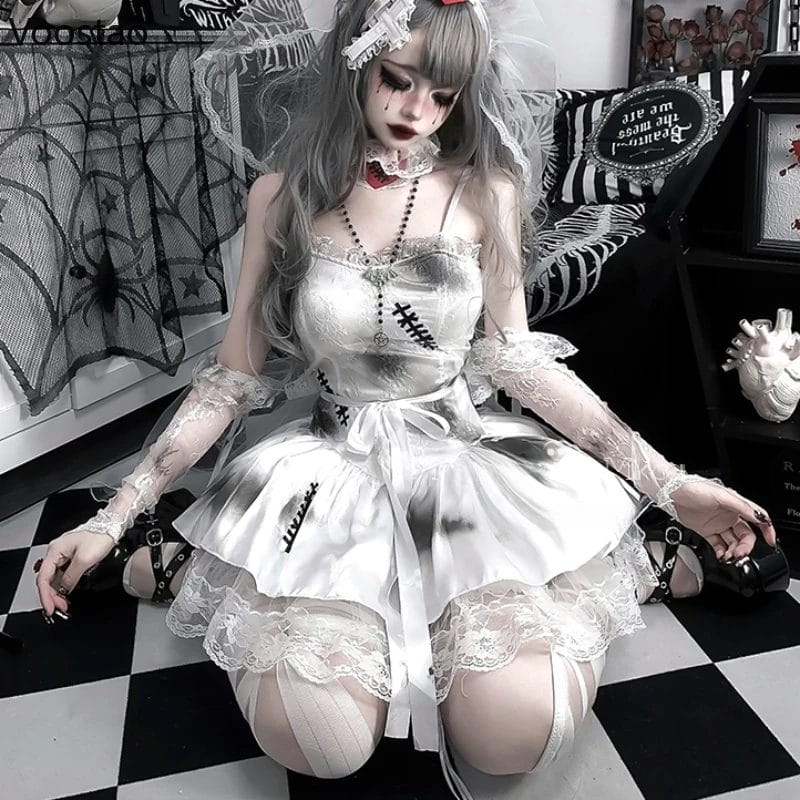 Gothic Lolita Dress Women Halloween Anime Cosplay Costumes Ghost Bride Witch Party Dresses Uniform Sets Role Play Animation Show 1