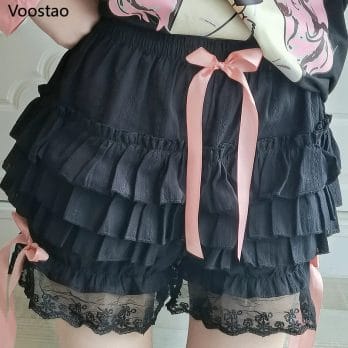 Sweet Lace Ruffles Women Lolita Safety Short Pants Gothic Y2k Cotton Princess Underpants Girls Harajuku JK Bloomers Chic Shorts 3