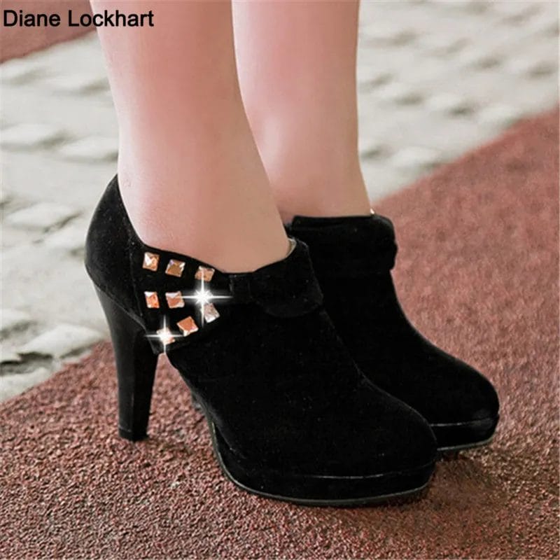 New Women Ankle Boots High Heels Female Platform Rhinestone Decoration Short Booties Casual Ladies Boats Mujer Plus Size 32-45 1