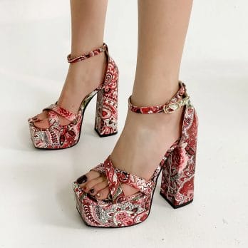 2023 New Spring Summer Platform Sandals Women Ladies Shoes Sandalias Bottom Thick High Heels Silk Fashion Size 33-43 Blue Pink 3