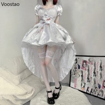 Gothic Lolita Dress Women Halloween Anime Cosplay Costumes Ghost Bride Vampire Party Dresses Role Play Animation Show Y2k Sets 6