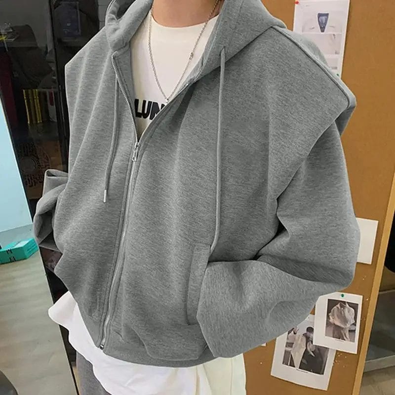 Men Hoodies Solid Color Hooded Zipper Long Sleeve Streetwear Cardigan Loose 2023 Fashion Casual Male Sweatshirts S-5XL INCERUN 1