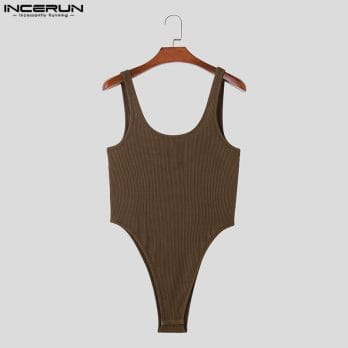 2023 Men Bodysuits Solid Color O-neck Sleeveless Streetwear Fashion Male Rompers Fitness Tank Tops Sexy Bodysuit S-5XL INCERUN 5