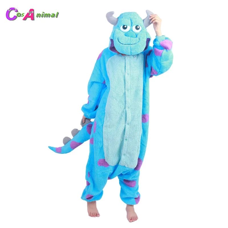 Monster James P. Sullivan and Mike Wazowski Kigurumi Adult's Cartoon Costume Sully Onesies Pajama For Halloween Carnival Party 1