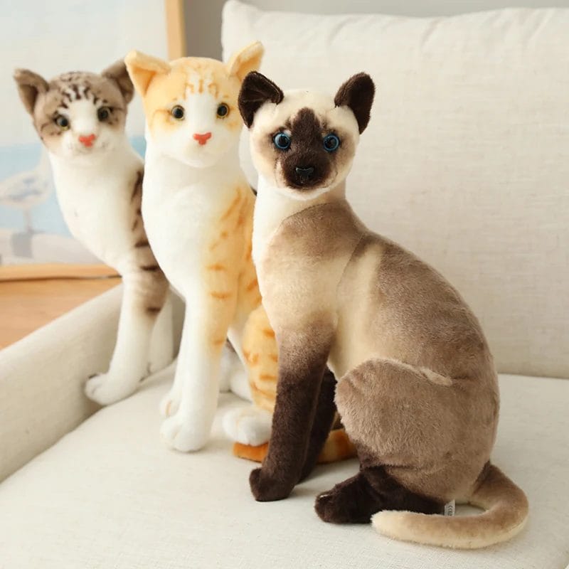 Lifelike Siamese Cat Plush Toys Stuffed Animals Simulation American Shorthair Cat Plushie Dolls for Children Kids Pet Toy Decor 1