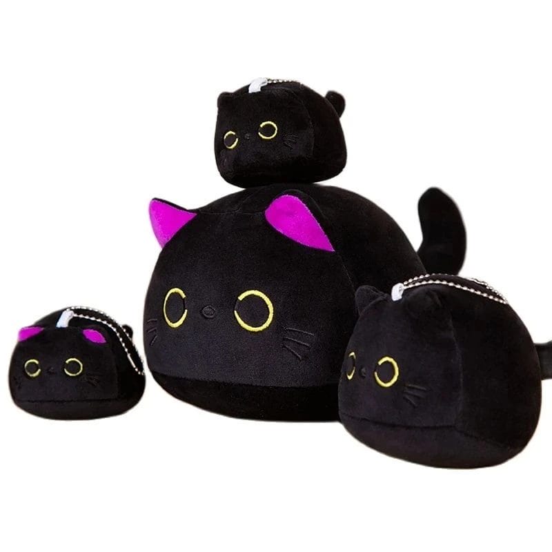 Cartoon Black Cat Plush Toys Mini Size Animal Cat Dolls Lovely Keychain Pendant Toys Cute Finger Gift for Children Girls 1