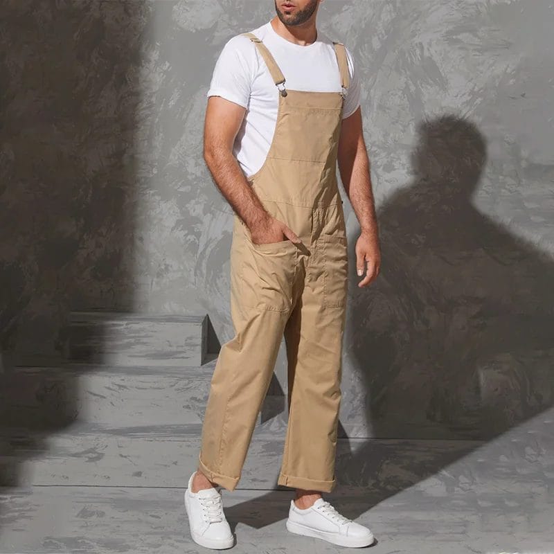 Fashion Men Bib Pants Solid Jumpsuits Zipper Streetwear 2023 Joggers Multi Pockets Casual Suspenders Cargo Overalls Men INCERUN 1