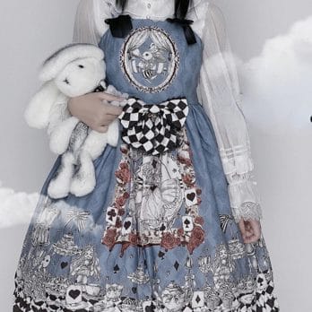 Vintage Gothic Lolita Style Slip Dress Women Harajuku Y2k Sleeveless Dark Bunny Print Party Dresses Girly Kawaii Bow Vestidos 3