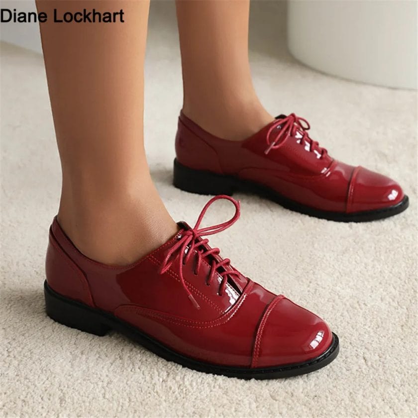 2023 Spring Shoes Woman Oxford Shoes Pu Leather Lace Up Casual Shoes Platform Work Shoes Brown Black Flats Zapatos Mujer 1