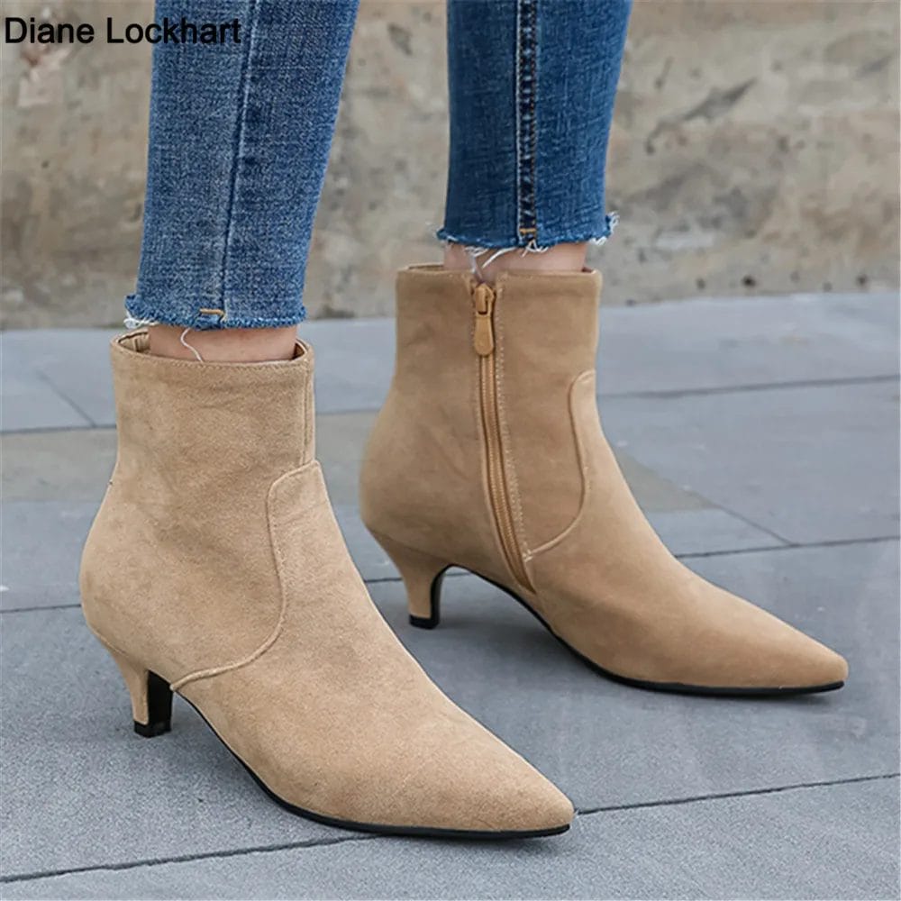 2023 Pointed Toe Stiletto Heel Women Boots Fashion Ankle Boots Women Shoes Zipper Cheap High Heel Boots Shoes Woman Size31 32 33 1