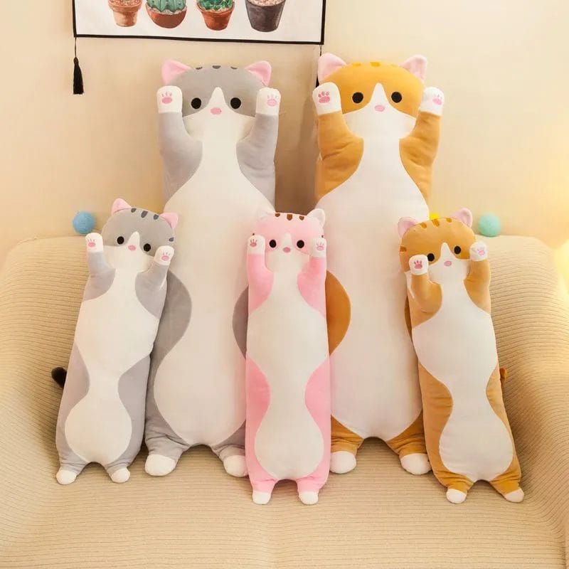 Kawaii Pillows Cute Soft Long Cat Pillow Stuffed Plushie Toys Office Nap Pillow Home Comfort Cushion Decor Gift Doll Child 1