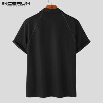 Men Shirt Printing Lapel Short Sleeve Zipper Streetwear Korean Casual Men Clothing Summer 2023 Summer Male Shirts INCERUN S-5XL 5
