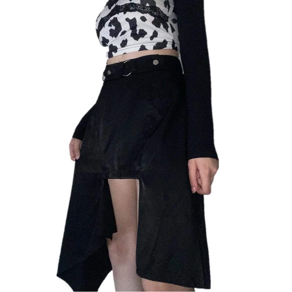 Irregular Plaid Skirt Punk Black Gothic Sexy Goth Vintage Plaid Y2k Harajuku Cute Skirt Korean Fashion Clothing 1