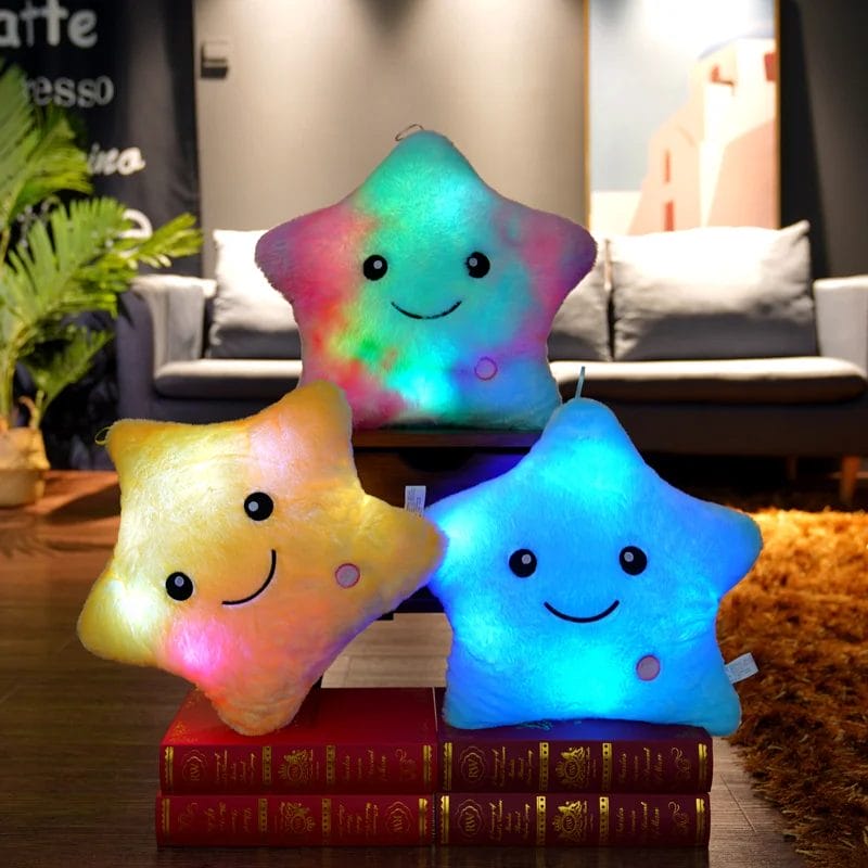 1pc 40*35cm Luminous Five-pointed Star Plush Pillow Cute Led Glowing Colorful Stars Stuffed Toy Home Decor Kids Christmas Gifts 1