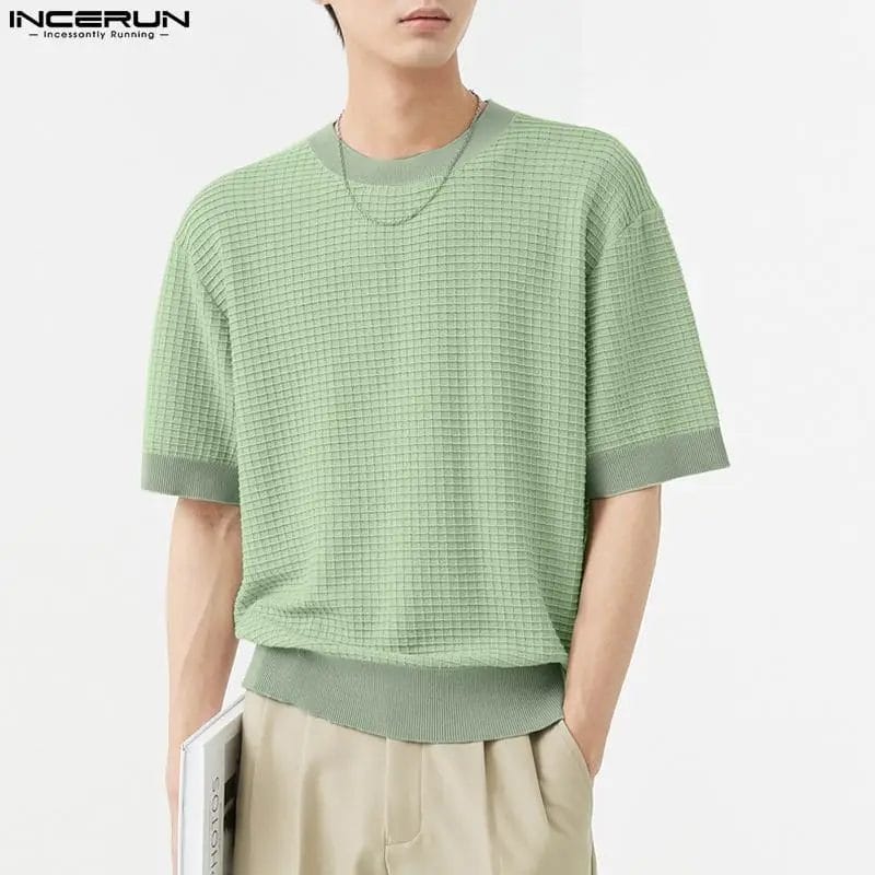 2023 Men T Shirt Patchwork O-neck Short Sleeve Casual Men Clothing Korean Style Streetwear Summer Loose Tee Tops S-5XL INCERUN 1