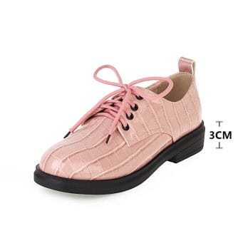 2023 Spring New Woman Oxford Shoes PU Leather Lace Up Casual Shoes Platform Work Shoes Pink Black Flats Zapatos Mujer Loafers 6