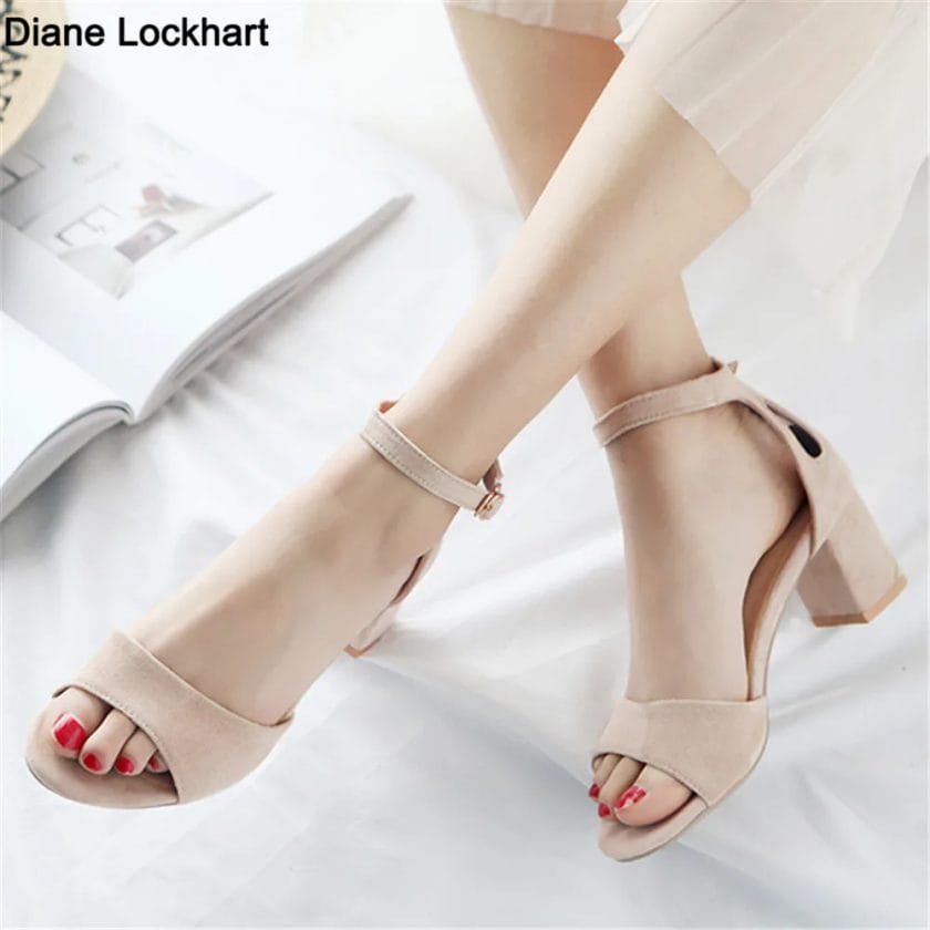 2023 New Women Sandals Ankle Strap Heeled Sandals Summer Gladiator Shoes Woman Chunky Heels Women Open Toe Party Dress Sandals 1