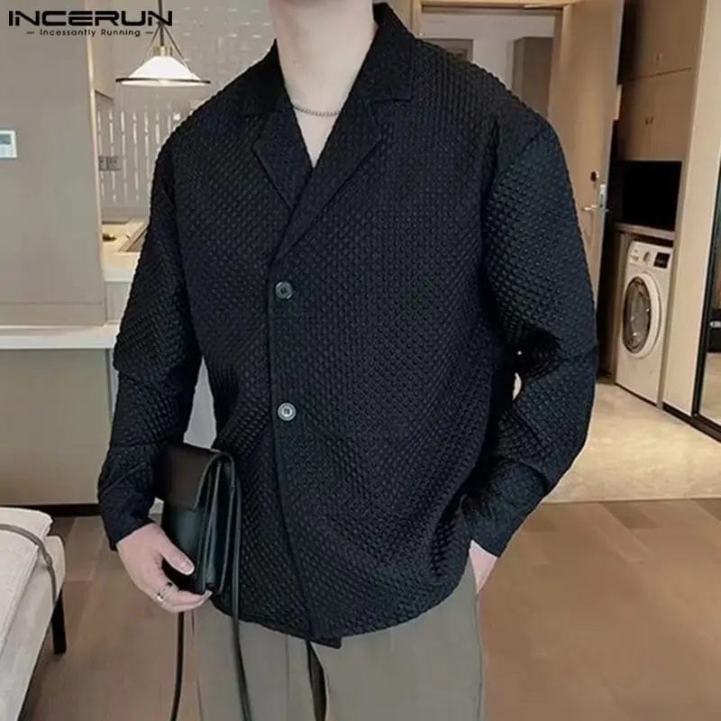 2023 Men Casual Shirts Solid Color V Neck Long Sleeve Loose Fashion Men Clothing Korean Style Streetwear Shirts S-5XL INCERUN 1
