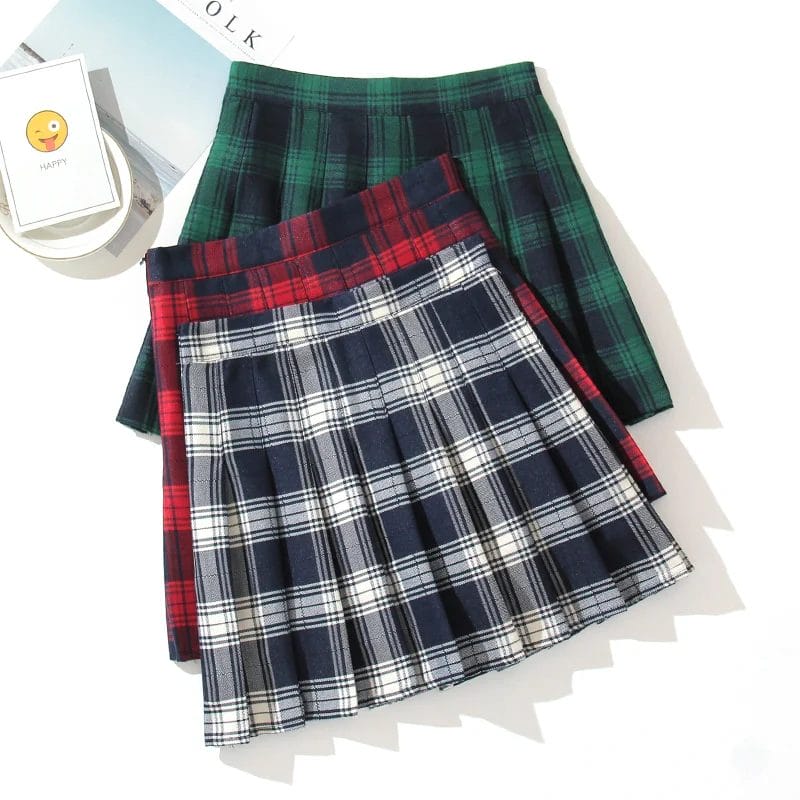 Plaid Women Mini Skirt Summer A-Line Female Pleated Casual High Waist Women Girls Short Streetwear Student Skirts 1
