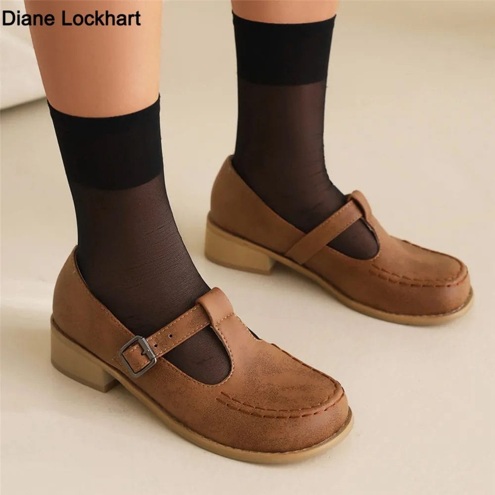 2023 New Spring Women Flats PU Leather Ladies High Quality Retro Feminine Buckle Slip On Shoes Zapatos Mujer Yellow Brown Black 1