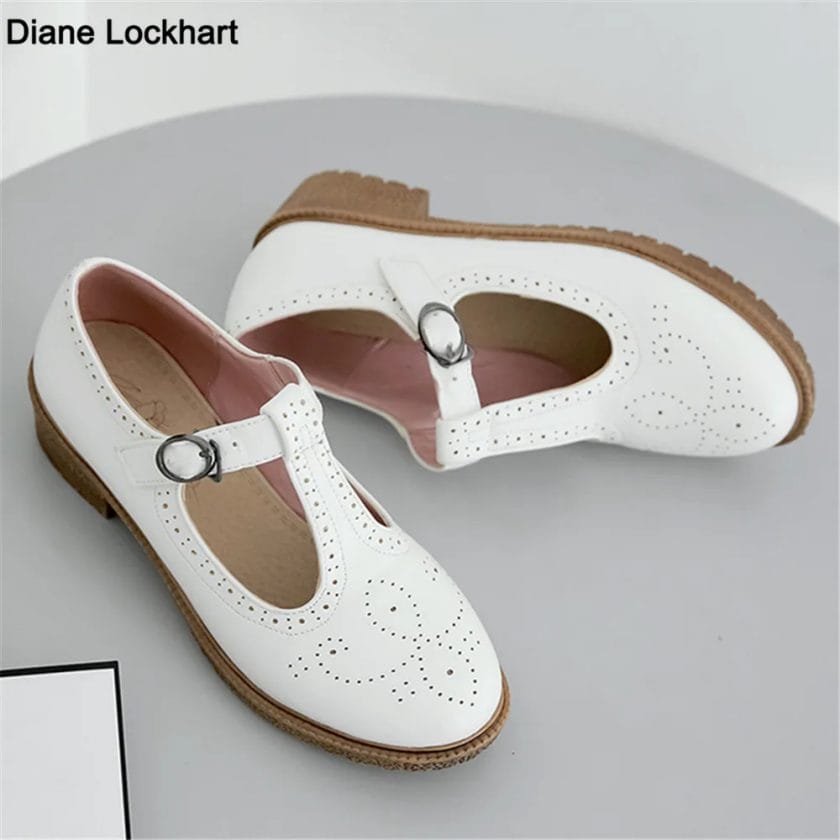 Women Flats Shoes Big Size 33-43 Retro College Wind Round Buckle Thick Crust Muffin Shoes Small Doll Leather Sweet Zapatos Mujer 1