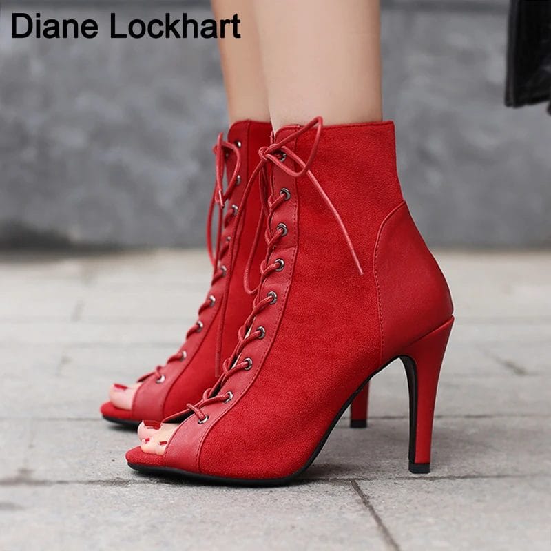 2022 New Open Toe Women Fashion Summer Boots Comfortable High heel Sandals Lace-Up Casual High heels Dancing Shoes Ankle Boots 1