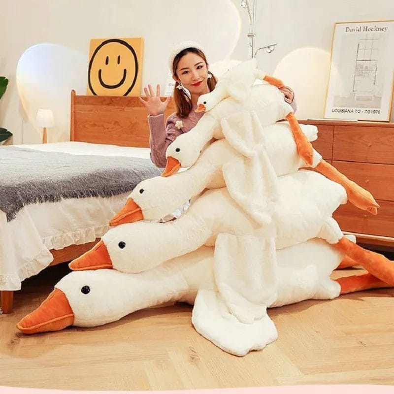 50/130cm Giant Long Plush White Goose Toy Stuffed Lifelike Big Wings Duck Hug Massage Throw Pillow Boyfriend Cushion For Girl 1