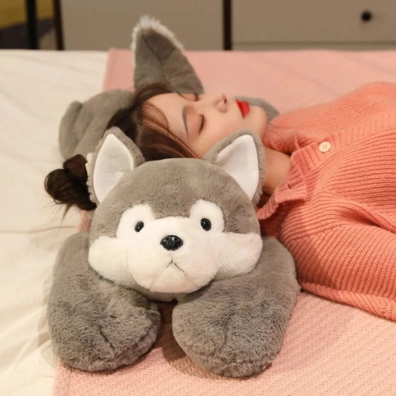 35/75cm Big Puppy Doll Plush Husky Cartoon Lying Plush Stuffed Fluffy Dog  Lovely Animal Plush Pillow For Children Birthday Gift 1