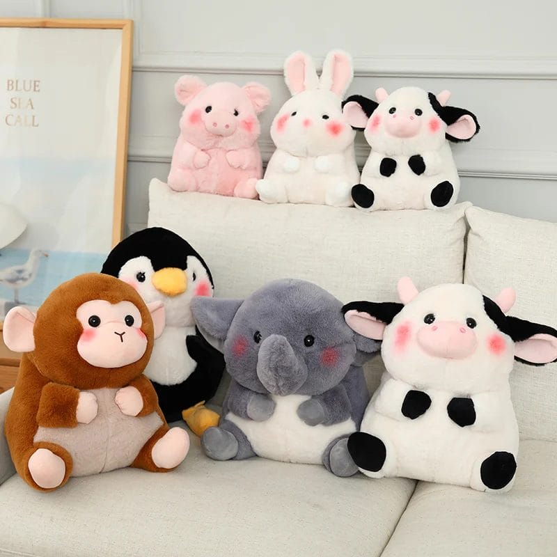 18/40cm Cartoon  Anime Family Cow&Penguin&Elephant&Pig&Rabbit Plush Toys for Children Stuffed Doll Baby Appease Toys Xmas Gifts 1