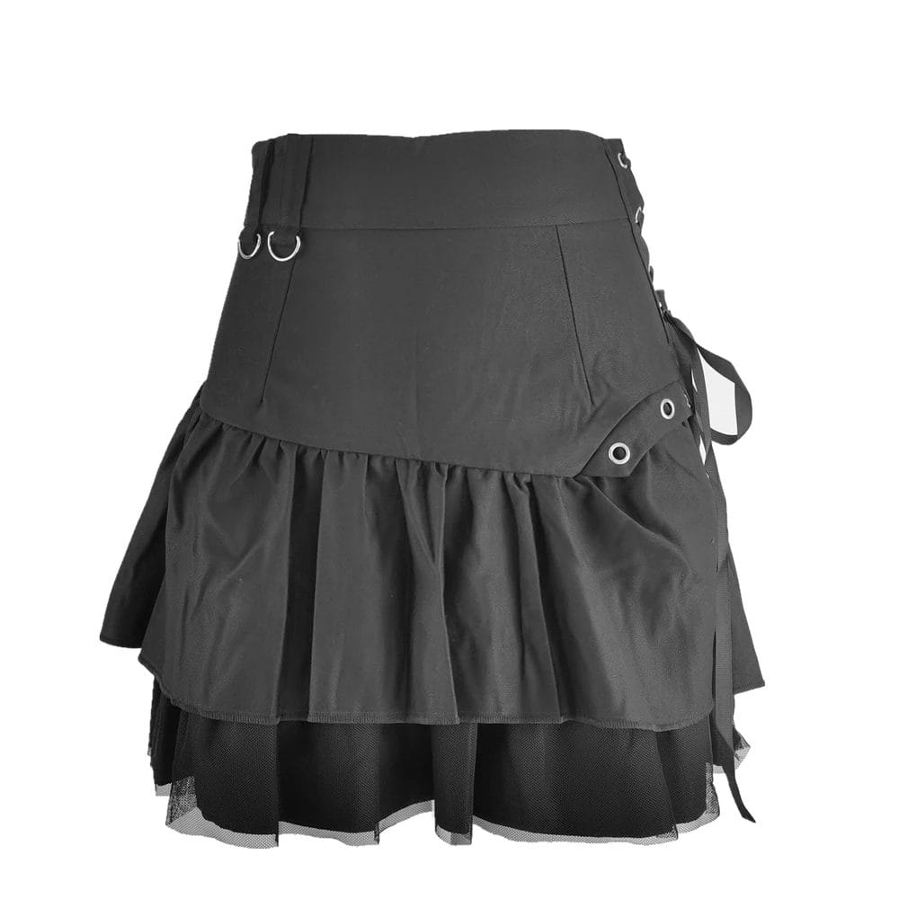 Black Retro Skirt Korean Sweet Kawaii Women Summer Streetwear Ladies Short Skirts Casual All Match Ball Gown Saia Female 1