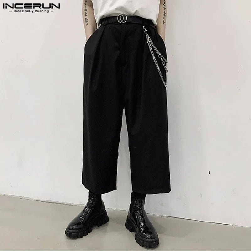 Fashion Men Wide Leg Pants Solid Color Button Joggers Korean Straight Trousers Men 2023 Streetwear Loose Pants S-5XL INCERUN 1