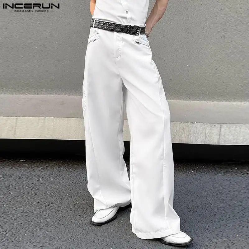 Fashion Men Pants Solid Button Zipper Joggers Streetwear Straight Trousers Men Pockets 2023 Casual Male Long Pants S-5XL INCERUN 1