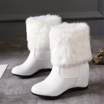 Big Size 33-43 Ladies Height Lncreasing Fur Ankle Boots Daily Concise Boots Women High Heels Shoes Woman Winter Botas Mujer33-43 4