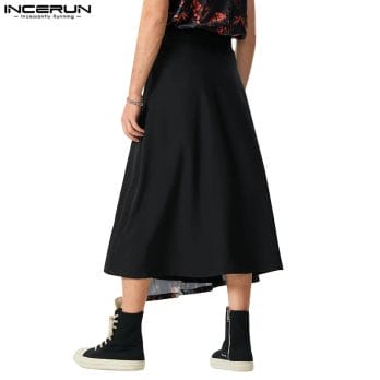INCERUN Men Skirts Printing Chinese Style Streetwear Loose Vintage Irregular Skirts Pants Retro 2023 Casual Men Bottoms S-5XL 3