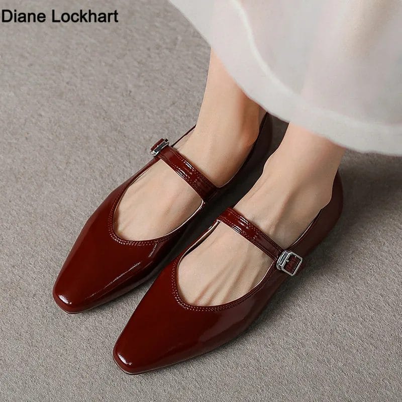Women Flats Retro Handmade Mary Janes Vintage Casual Pointed Toe Buckle Comfortable Loafer Shoes Ladies Red Black Brown 32-43 1
