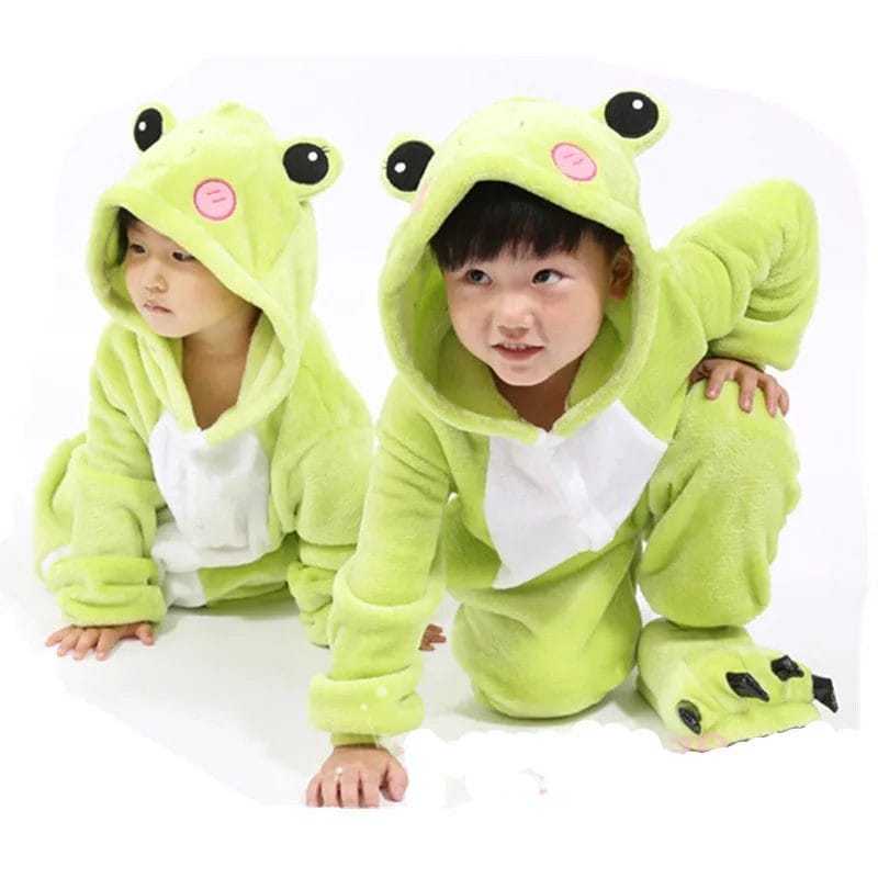 Green Frog Kigurumi For Children Kids Onesies Pajamas Cosplay Costume Clothing For Halloween Carnival New Year Party 1