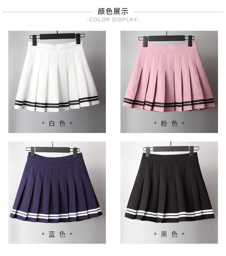 Kawaii Harajuku Skirts Preppy School Uniform High Waist Pleated Women Girls Lolita A-line Sailor Skirt 1