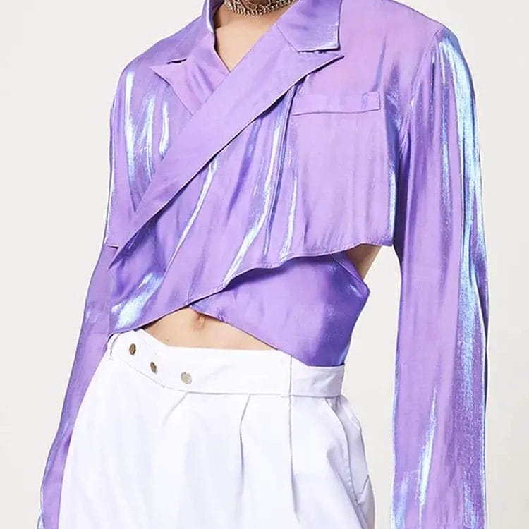 INCERUN 2023 Men Irregular Blazer Solid Streetwear Lapel Long Sleeve Hollow Out Crop Suits Shiny Fashion Casual Men Thin Coats 1