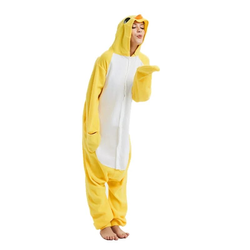 Polar Fleece Kigurumi Little Yelow Chick Costume For Adult Women Men's Onesies Pajamas Halloween Carnival Party Clothing 1