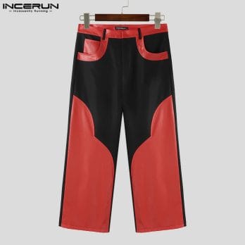 INCERUN 2023 Men Pants Patchwork Joggers Pockets Streetwear Fashion Casual Straight Trousers Men Leisure Unisex Long Pants S-5XL 5