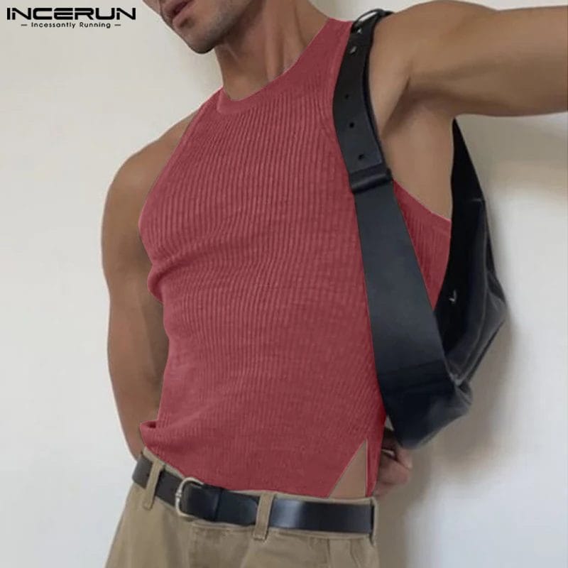 INCERUN 2023 Men Bodysuits Solid Color O-neck Sleeveless Tank Tops Underwear Streetwear Sexy Skinny Fashion Male Bodysuit S-5XL 1